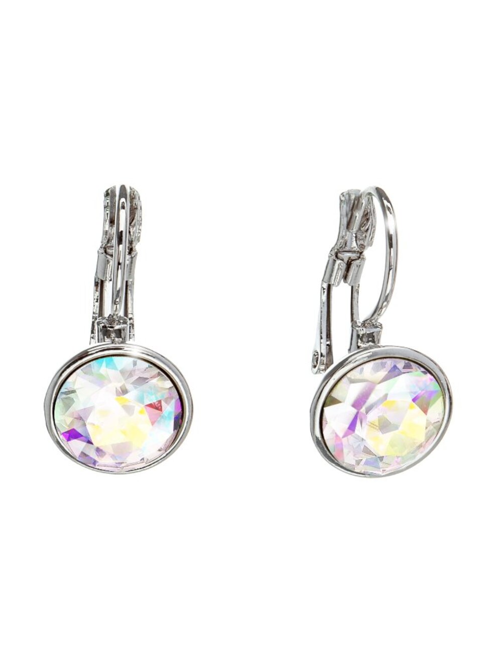 NWT Swarovski AB Crystal Leverback Earrings Rhodium Plated